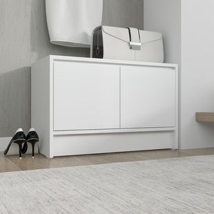 Компактная двухдверная тумба с 2 закрытыми отделениями для обуви шириной 70 см в коридор. Белый 14019 фото
