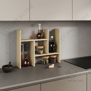 Деревянная настольная полка на кухню Полочка раздвижная для специй и кухонных принадлежностей Дерево 20032 фото