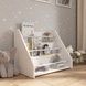 Ступінчастий дитячий стелаж на 3 полиці з обмежувачами для зберігання книг та іграшок Білий-Лавандовий 16008 фото